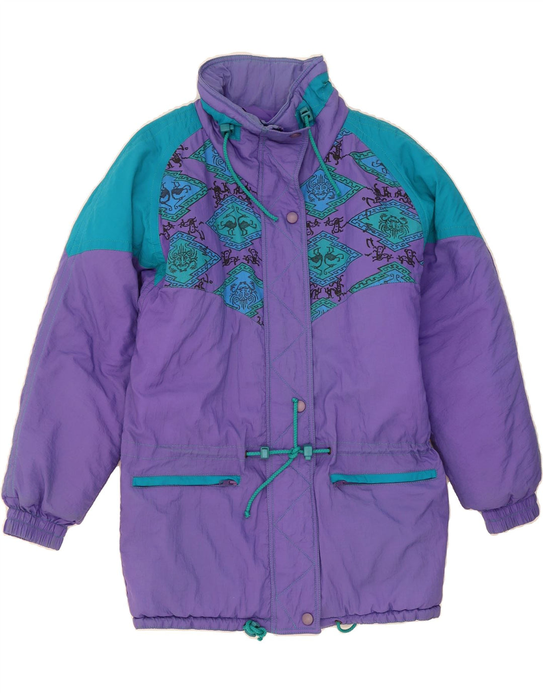 VINTAGE Womens Padded Coat EU 40 Medium Purple Colourblock Polyamide Vintage Vintage and Second-Hand Vintage from Messina Hembry 