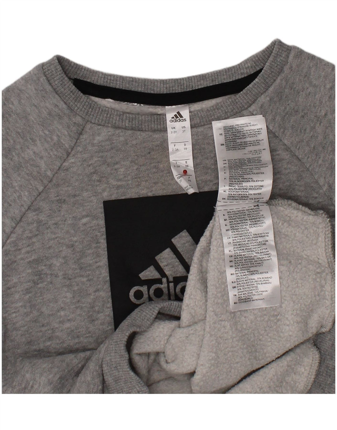 ADIDAS Boys Graphic Sweatshirt Jumper 2-3 Years Grey Cotton