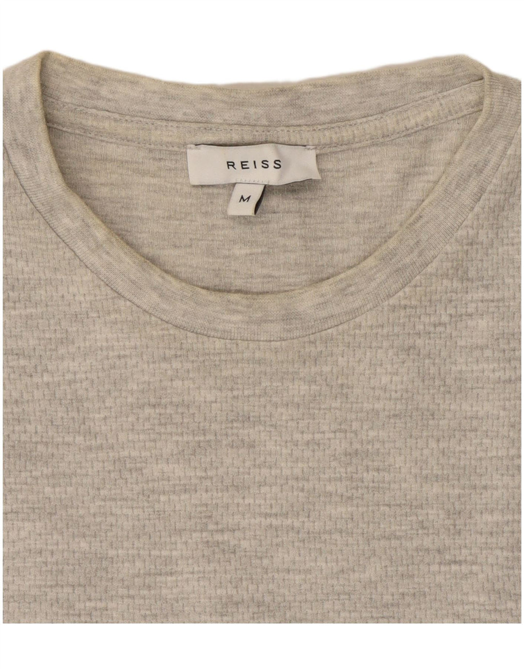 Reiss Herren-T-Shirt-Oberteil aus mittelgrau gesprenkelter Baumwolle