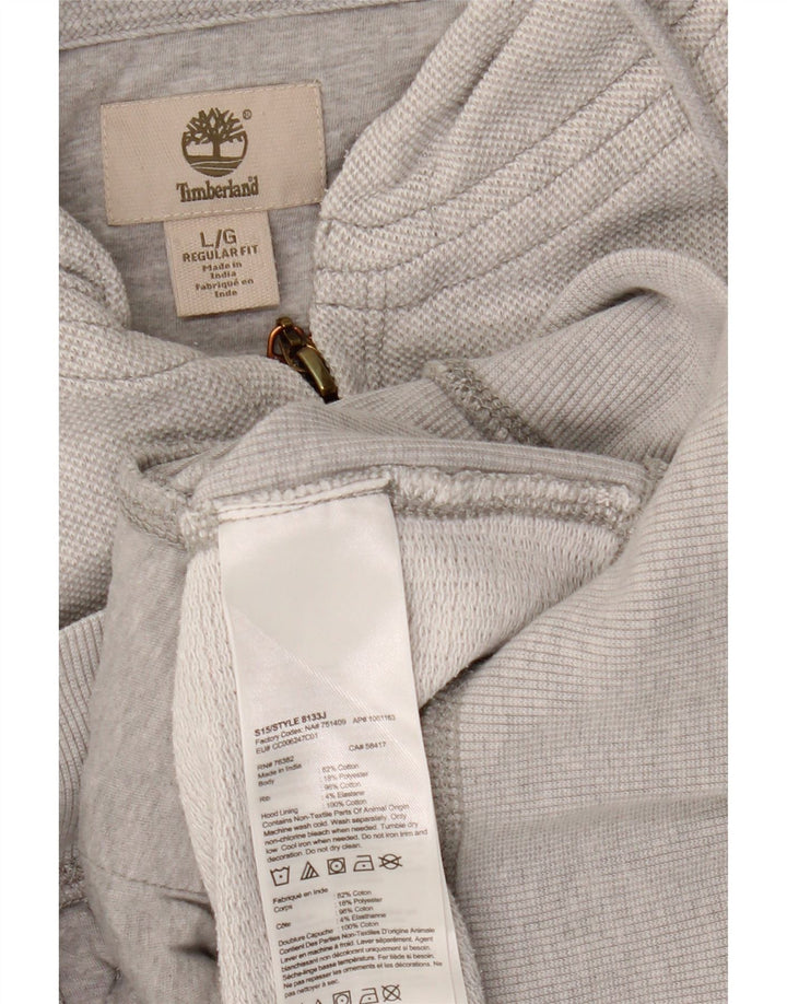 Timberland Herren-Kapuzenpullover mit normaler Passform und Reißverschluss, groß, aus grauer Baumwolle