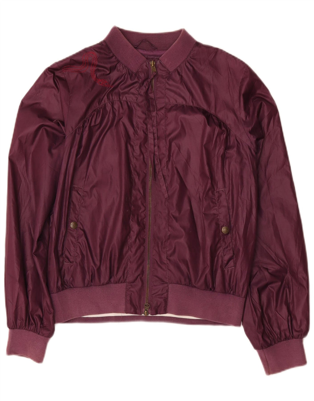 Lee Damen Bomberjacke mit Grafik, UK 14, mittleres Burgunderrot, Polyester
