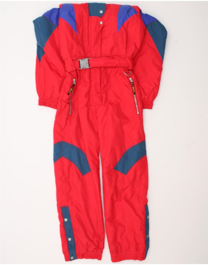Brugi Damen-Skioverall mit Kapuze, IT 44, mittelrotes Colourblock-Polyamid