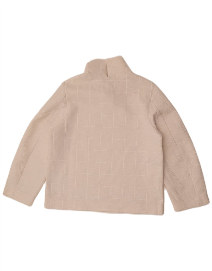 Cos Damen-Top, langärmelig, UK 14, Mittelweiß, kariert, Polyester