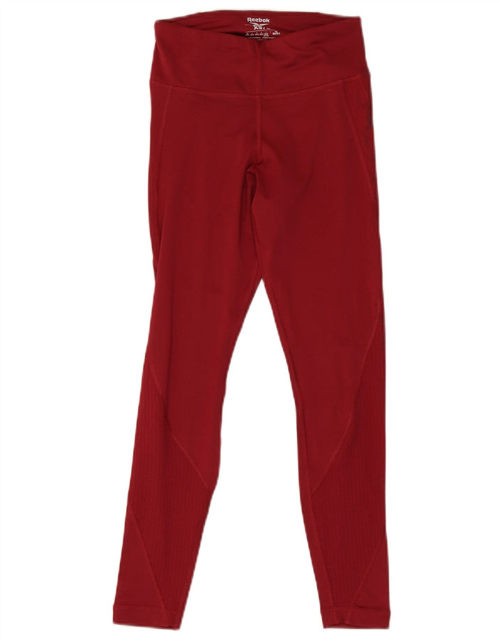 Reebok Damen Leggings UK 4 XS Rot Polyester