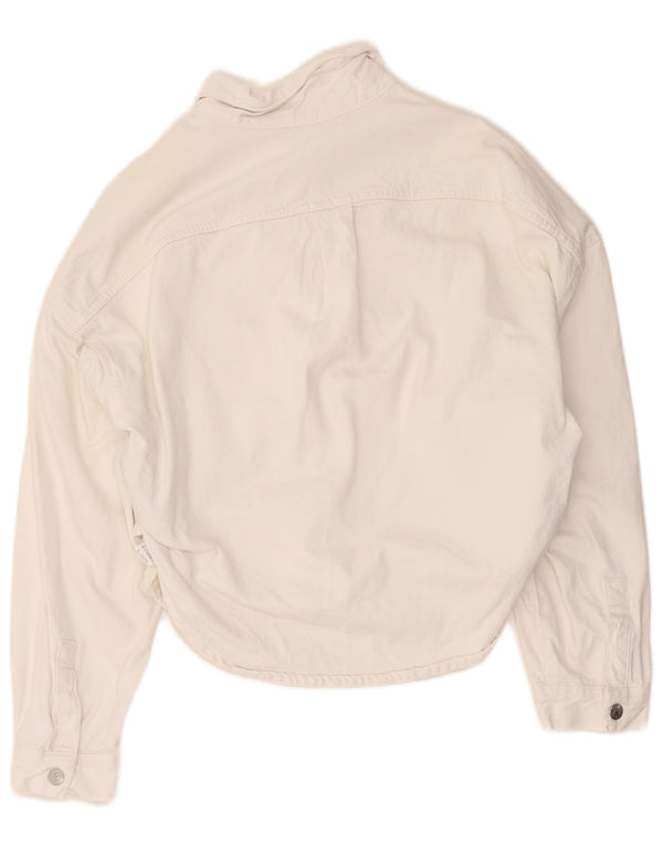 Zara Damen Übergroßes Jeanshemd UK 6 XS Weiße Baumwolle