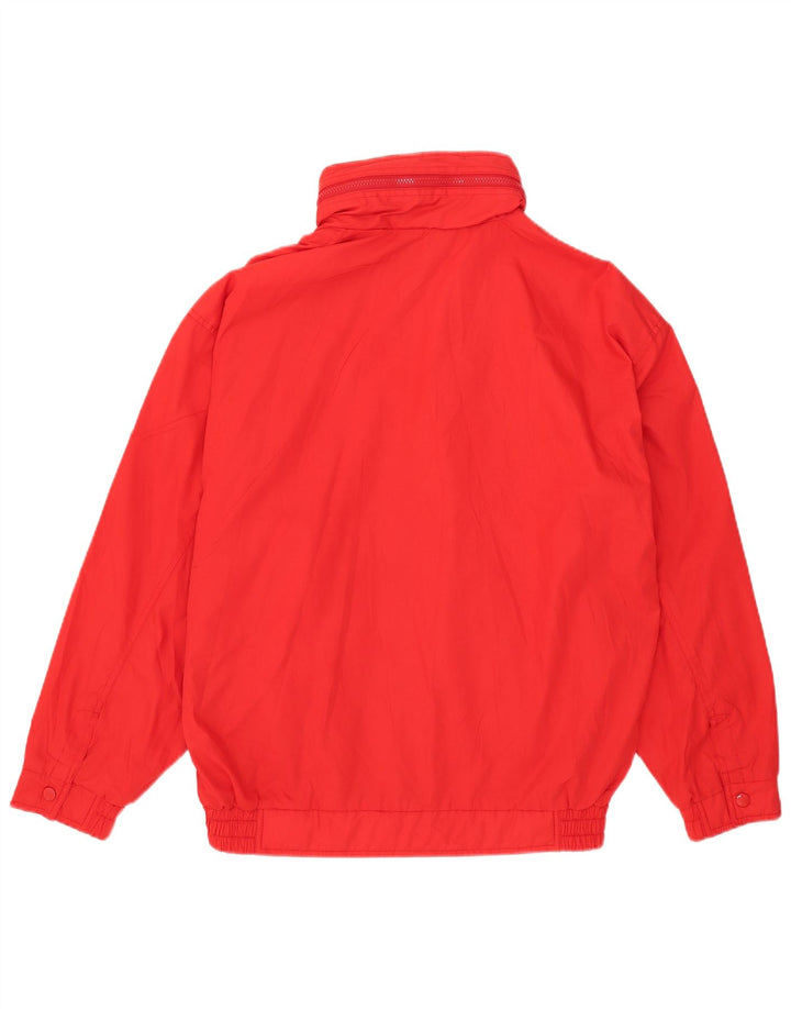 Vintage Herren-Bomberjacke mit Kapuze, UK 40, großes rotes Polyester