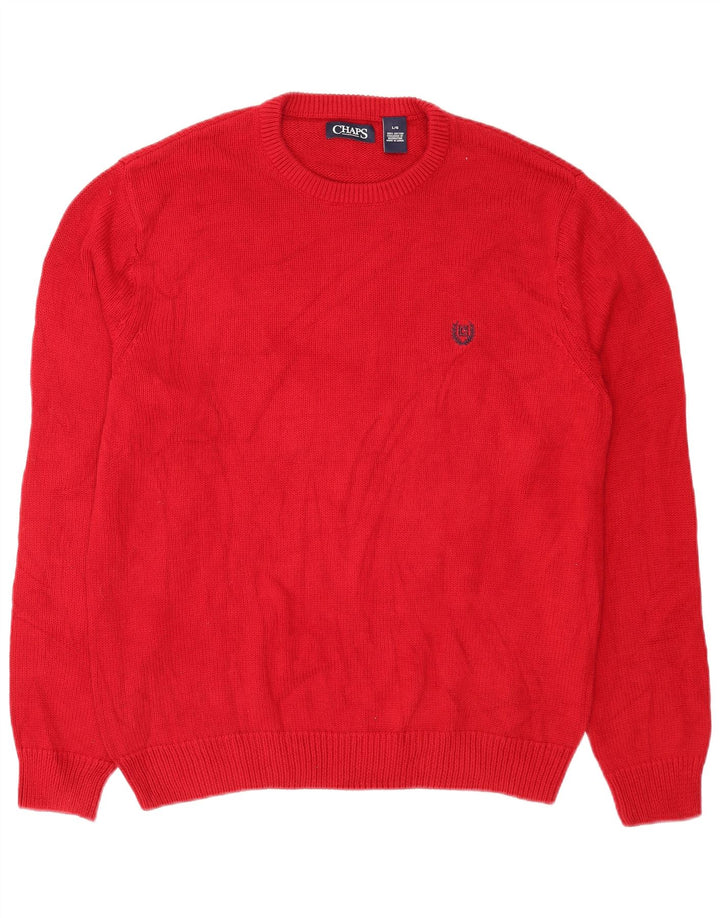 Chaps Herren-Pullover mit Rundhalsausschnitt, Größe L, aus roter Baumwolle