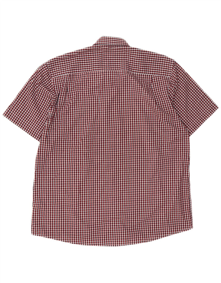 Pierre Cardin Herren-Hemd, kurzärmelig, reguläre Passform, 3XL, rot kariert, Polyester