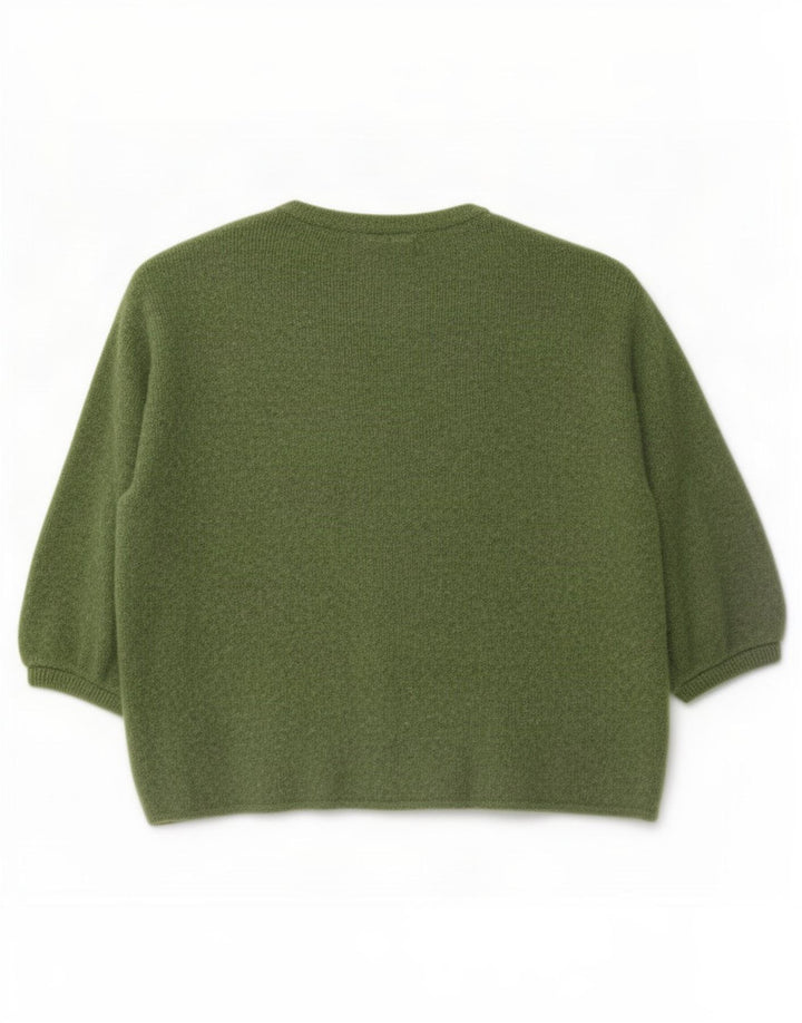Vintage Damen 3/4 Ärmel übergroßer Cardigan Pullover UK 14 Mittelgrün