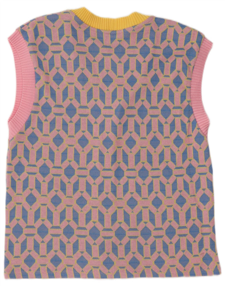 Ärmelloser Damen-Cardigan von Zara, Gr. 14, mittelblau, geometrisch