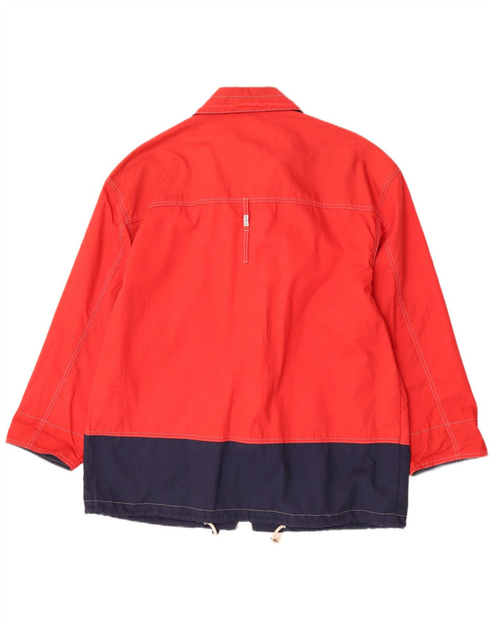Vintage Damen Utility-Jacke UK 16 Großes rotes Farbblock-Polyester