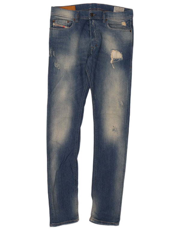Diesel Herren Tepphar Distressed Carrot Slim Jeans W30 L32 Blaue Baumwolle