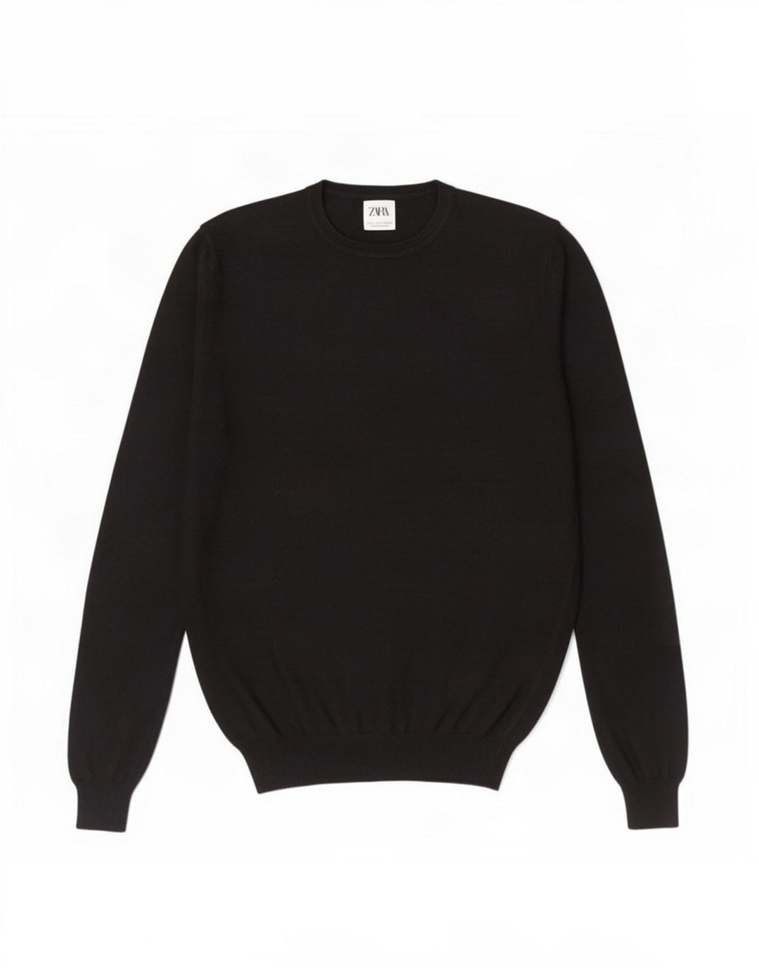 Zara Herren-Pullover mit Rundhalsausschnitt, Größe S, schwarze Viskose