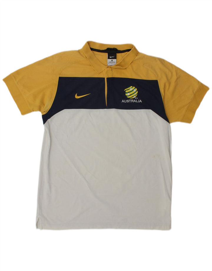 Nike Herren-Poloshirt mit Grafik, mittelgelbe Colourblock-Baumwolle