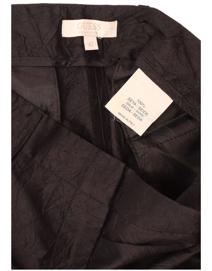 GUESS Damen Gerade Freizeithose IT 42 Medium W28 L32 Schwarze Seide