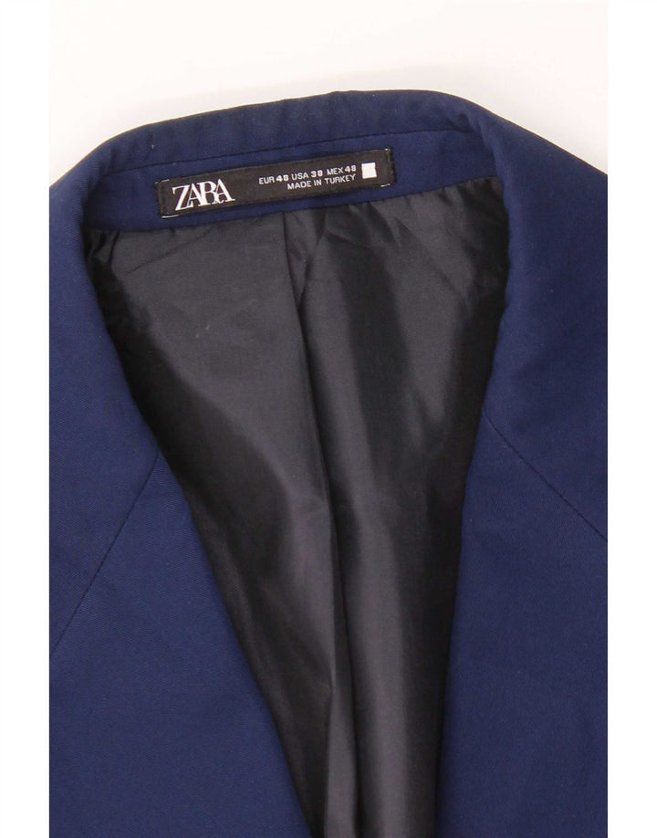 Zara Herren-Blazerjacke mit 2 Knöpfen, EU 48, mittleres Marineblau
