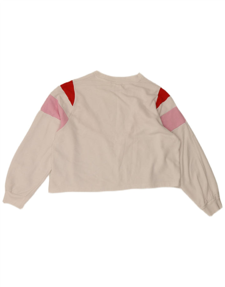 Levi's Damen Crop Sweatshirt Pullover UK 14 Mittelweiß Farbblock
