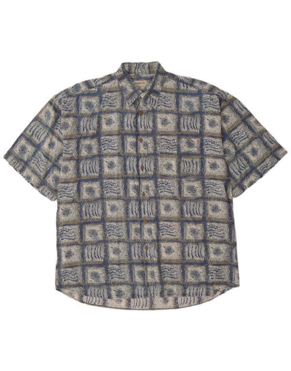 HAPPY LIFE Herren-Kurzarmhemd, Größe 43/44, XL, blau, geometrisch