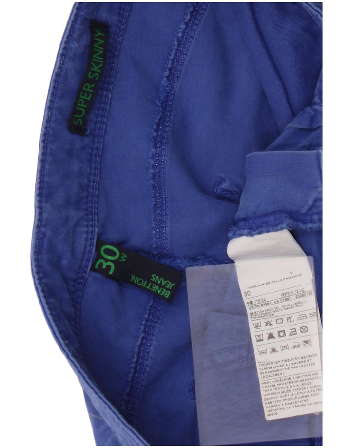 BENETTON Damen Super Skinny Freizeithose W30 L27 Blaue Baumwolle