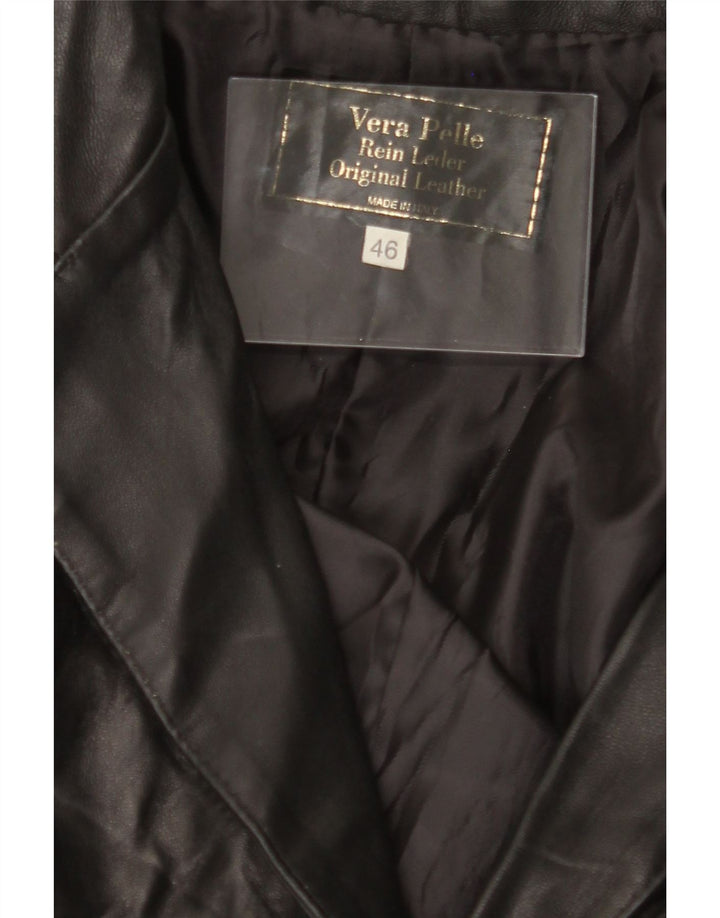 VINTAGE Womens Leather Jacket IT 46 Large Black Leather Vintage Vintage and Second-Hand Vintage from Messina Hembry 