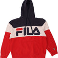 FILA Womens Oversized Hoodie Jumper UK 14 Medium Multicoloured Colourblock Vintage Fila and Second-Hand Fila from Messina Hembry 