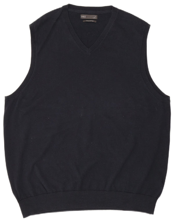 Marks & Spencer Herren Weste Tank Top XL Marineblau Baumwolle