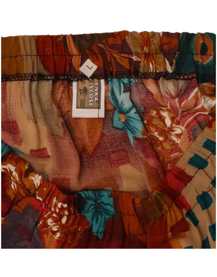 Vintage Damen ausgestellter Rock Groß W34 Mehrfarbig Patchwork Viskose