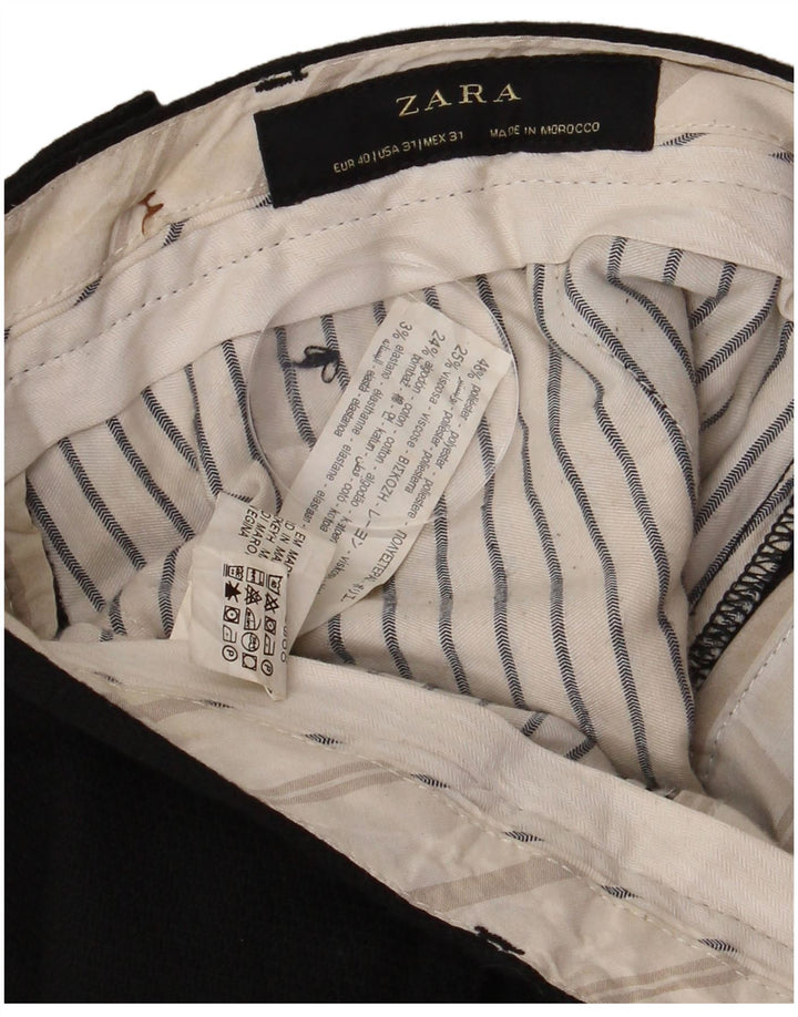 Zara Herren Slim Chino Hose EU 40 Medium W31 L30 Schwarz Polyester