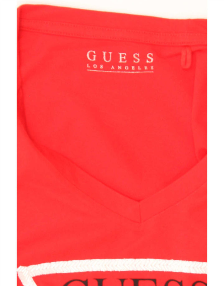Guess Grafik-T-Shirt-Oberteil für Damen, UK 12, mittelrot