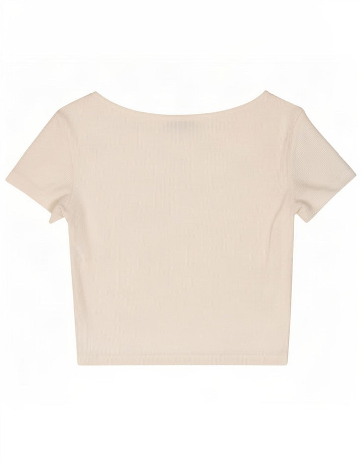 Zara Damen Crop Bluse Top UK 8 Small Weiß