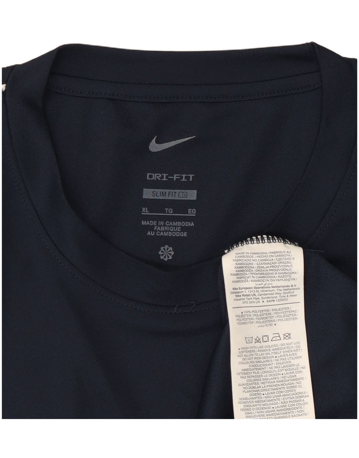 Nike Herren Dri Fit Slim Fit T-Shirt Top XL Marineblau Polyester
