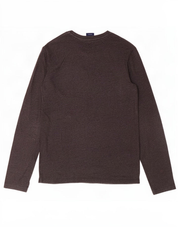 Superdry Herren Grafik-Top mit langen Ärmeln, mittelgraue Baumwolle