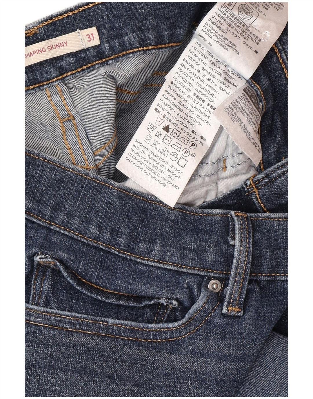 Levi's Damen 311 Distressed Shaping Skinny Jeans W31 L30 Blaue Baumwolle