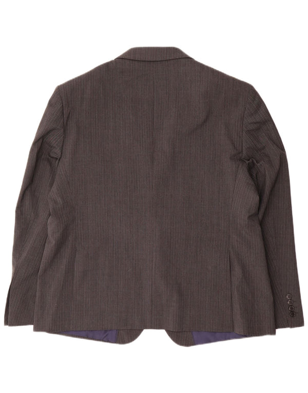 Marks & Spencer Herren-Blazer, kurz, 2 Knöpfe, EU 56, 3XL, grauer Nadelstreifen
