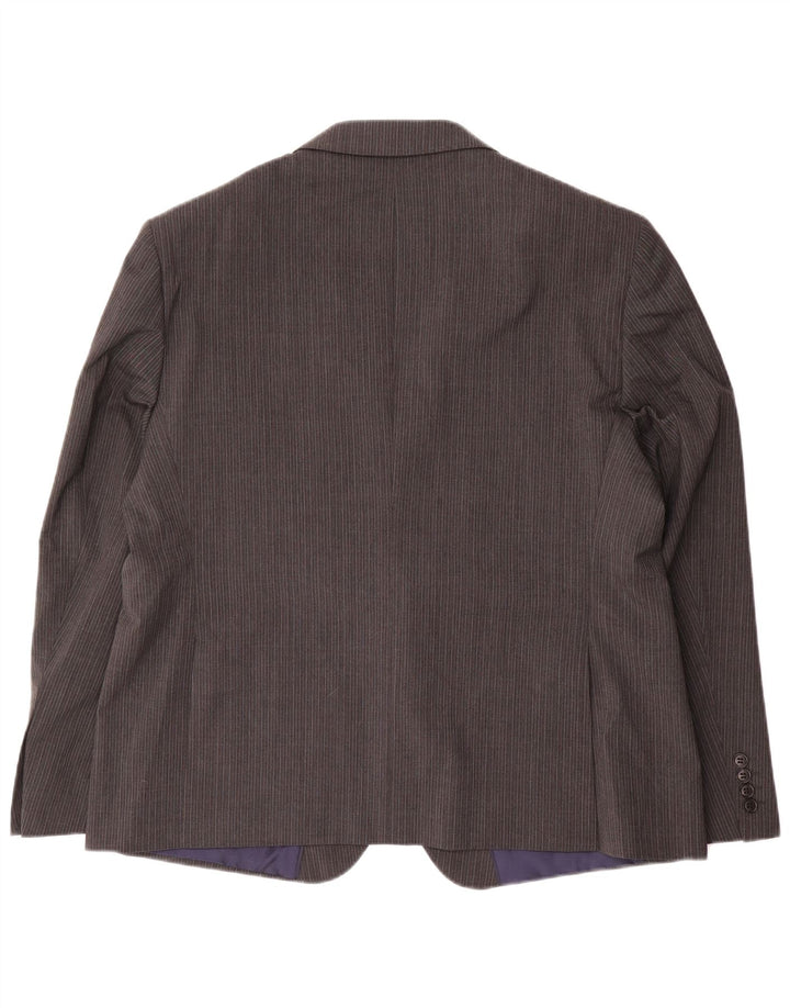 Marks & Spencer Herren-Blazer, kurz, 2 Knöpfe, EU 56, 3XL, grauer Nadelstreifen