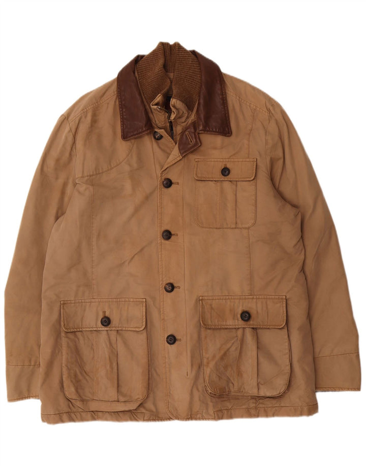 Marlboro Classics Herren-Utility-Jacke EU 54 2XL Braune Baumwolle