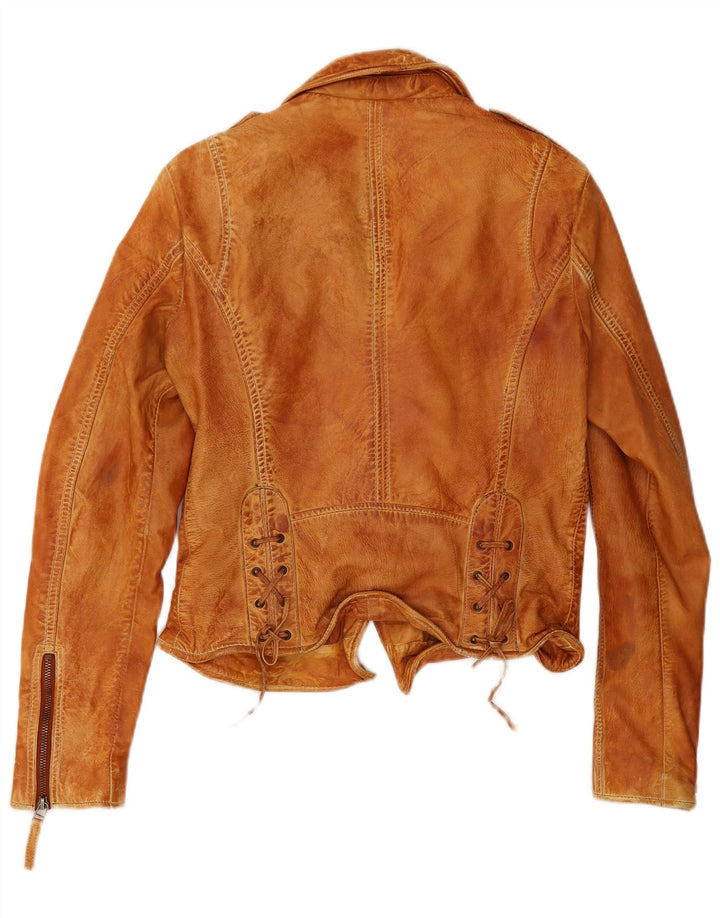 Gipsy Damen-Bikerjacke aus Leder, UK 14, mittelbraunes Leder