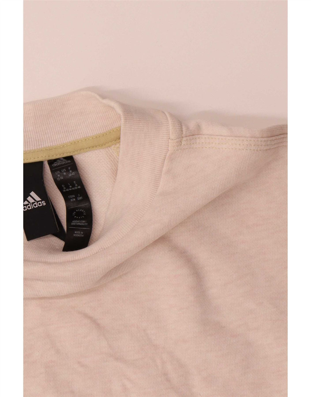 Adidas Damen Crop Sweatshirt Pullover UK 12/14 Medium Off White Flecked