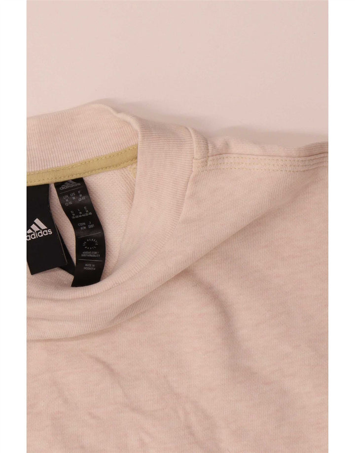 Adidas Damen Crop Sweatshirt Pullover UK 12/14 Medium Off White Flecked