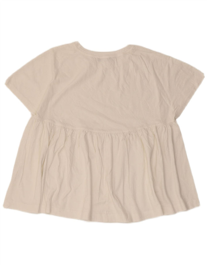 Zara Damen-Oversize-Blusenoberteil, UK-Größe 10, Größe S, weiße Baumwolle