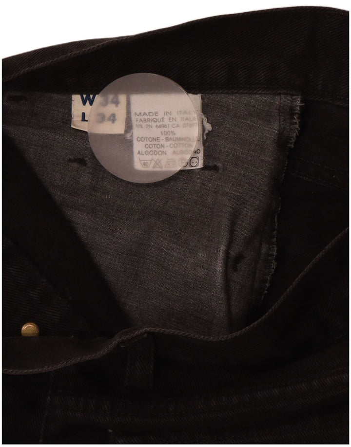 BENETTON Herren Straight Jeans W34 L29 Schwarze Baumwolle