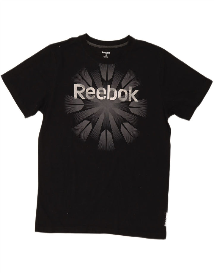 REEBOK Mens Graphic T-Shirt Top Large Black Cotton Vintage Reebok and Second-Hand Reebok from Messina Hembry 