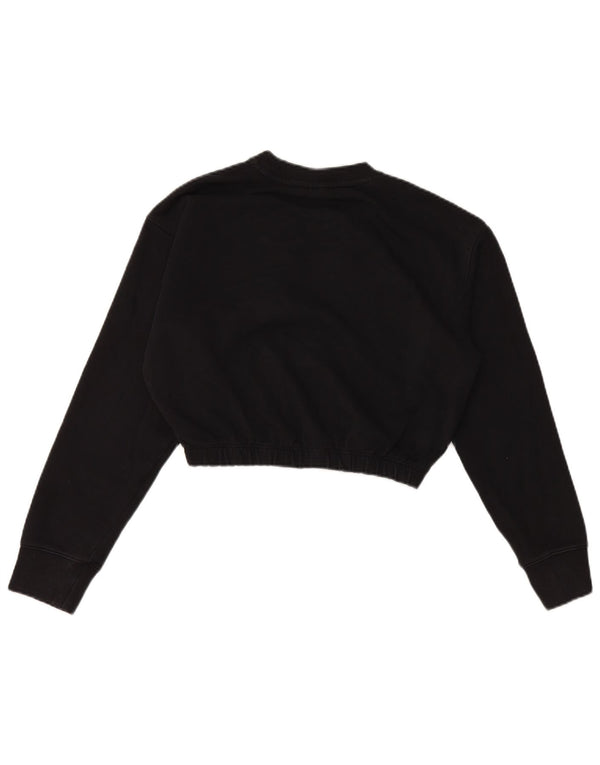 Champion Damen Graphic Crop Sweatshirt Pullover UK 16 Large Schwarz