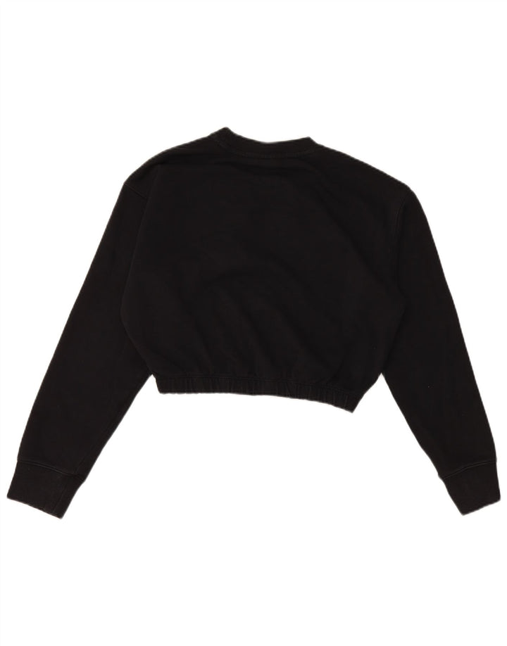 Champion Damen Graphic Crop Sweatshirt Pullover UK 16 Large Schwarz