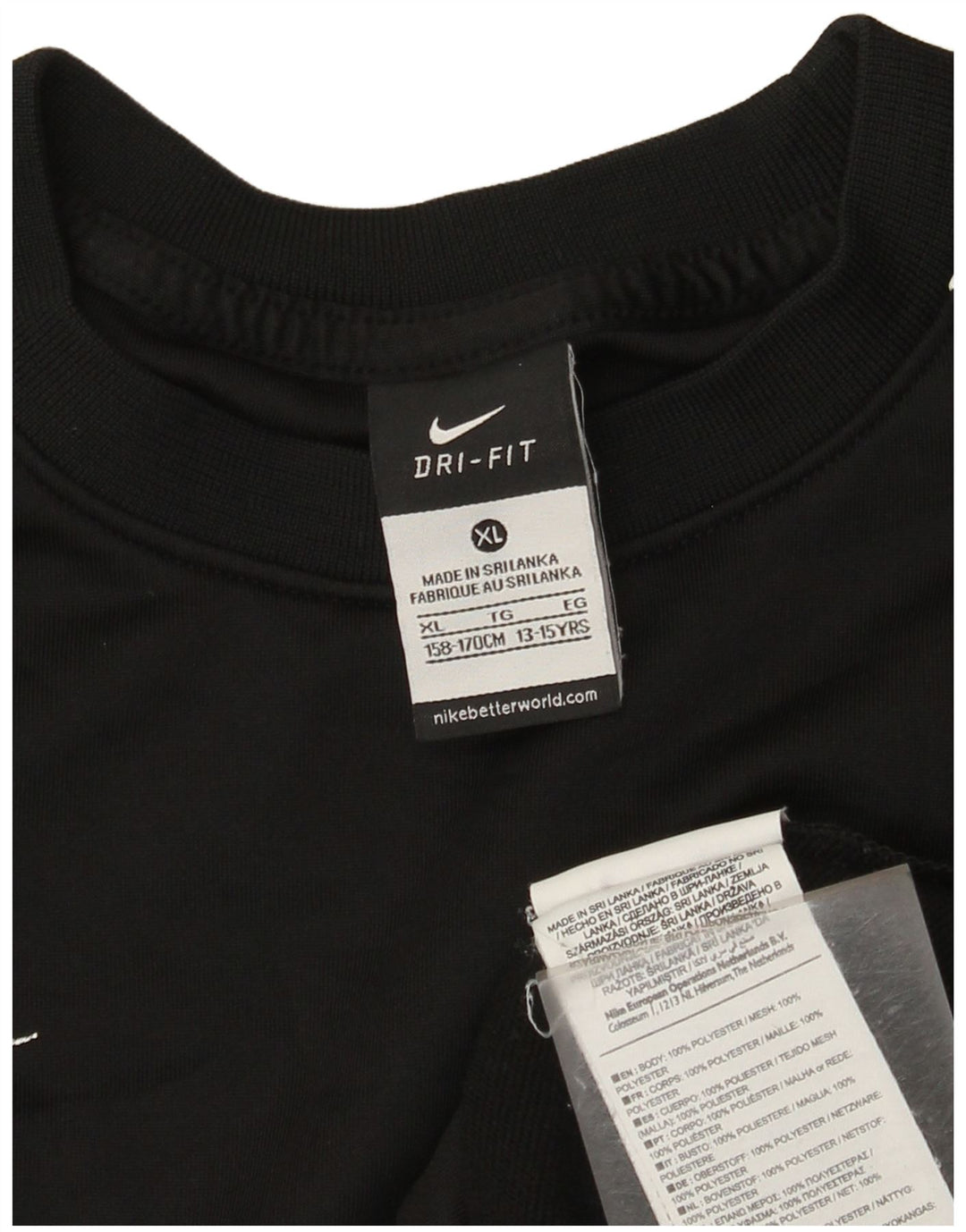 Nike Jungen Dri Fit Graphic Top Langarm 13–14 Jahre XL Schwarz Polyester