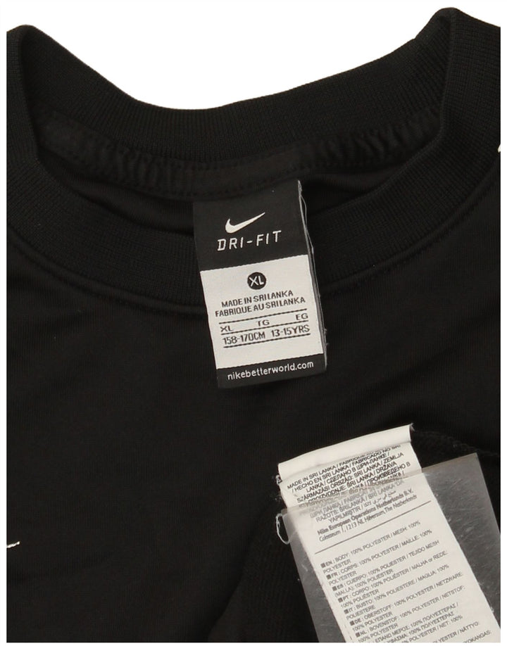 Nike Jungen Dri Fit Graphic Top Langarm 13–14 Jahre XL Schwarz Polyester