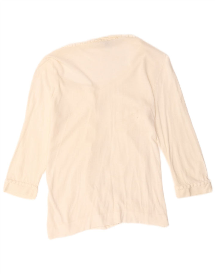 Massimo Dutti Damen-Strickjacke mit 3/4-Ärmeln, Gr. 14, Weiß