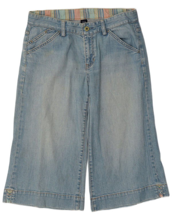 Gap Damen-Bermuda-Jeansshorts mit weitem Bein, UK 10, Größe S, W30, blaue Baumwolle