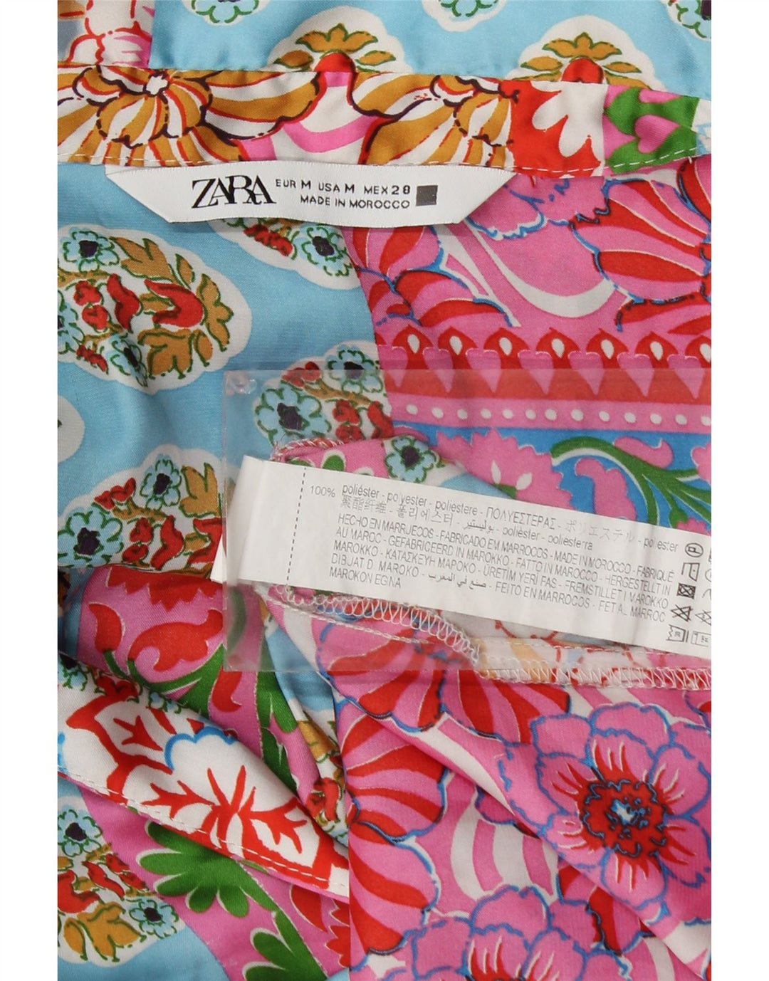 Zara Damen Langarm-Blusenoberteil UK 14 Medium Mehrfarbig Patchwork