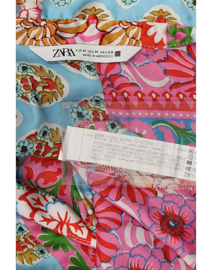 Zara Damen Langarm-Blusenoberteil UK 14 Medium Mehrfarbig Patchwork